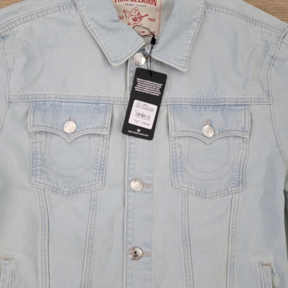 True Religion Jesse SN Trucker Jacket Light Blossom Wash Men's Denim Large - Picture 6 of 16